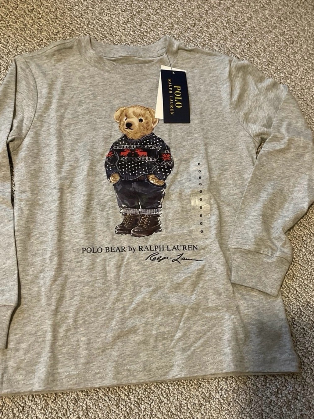 NWT Polo Bear Graphic Tee by Ralph Lauren - Light Gray size 6